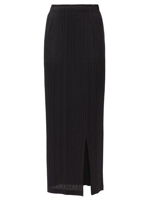 Matchesfashion.com Pleats Please Issey Miyake - Split-hem Technical-pleated Jersey Skirt - Womens - Black
