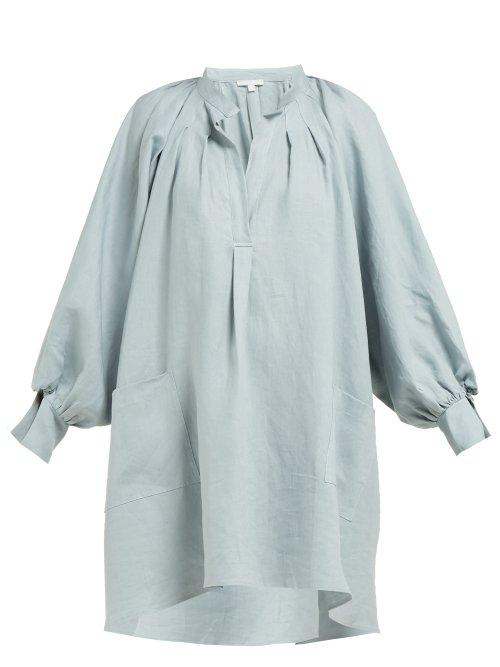 Matchesfashion.com White Story - Berenice Linen Painter Dress - Womens - Blue