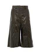 Matchesfashion.com Dodo Bar Or - Ivgeniya Crocodile-effect Leather Culottes - Womens - Dark Green