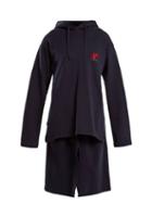 Matchesfashion.com Vetements - Hooded Cotton Blend Jersey Sweatshirt Dress - Womens - Navy