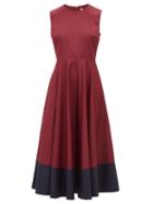 Matchesfashion.com Roksanda - Athena Colour Block Cotton Dress - Womens - Burgundy Multi