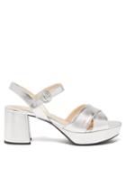 Matchesfashion.com Prada - Silver Tone Leather Platform Sandals - Womens - Silver
