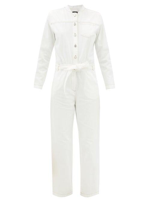 A.p.c. - Adela Stand-collar Denim Jumpsuit - Womens - Ivory