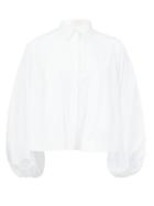 Matchesfashion.com Sara Battaglia - Balloon-sleeve Cotton Blouse - Womens - White