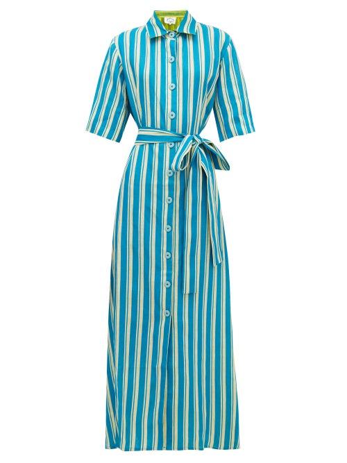 Matchesfashion.com Evi Grintela - Sunflower Striped-linen Shirt Dress - Womens - Yellow Stripe