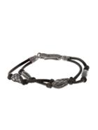 Bottega Veneta Oxidised-silver Embellished Leather Bracelet
