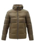 Herno - Hooded Wool-blend And Quilted Down Coat - Mens - Khaki