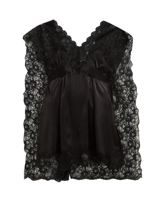 Matchesfashion.com Paco Rabanne - Lace Panel Satin Top - Womens - Black