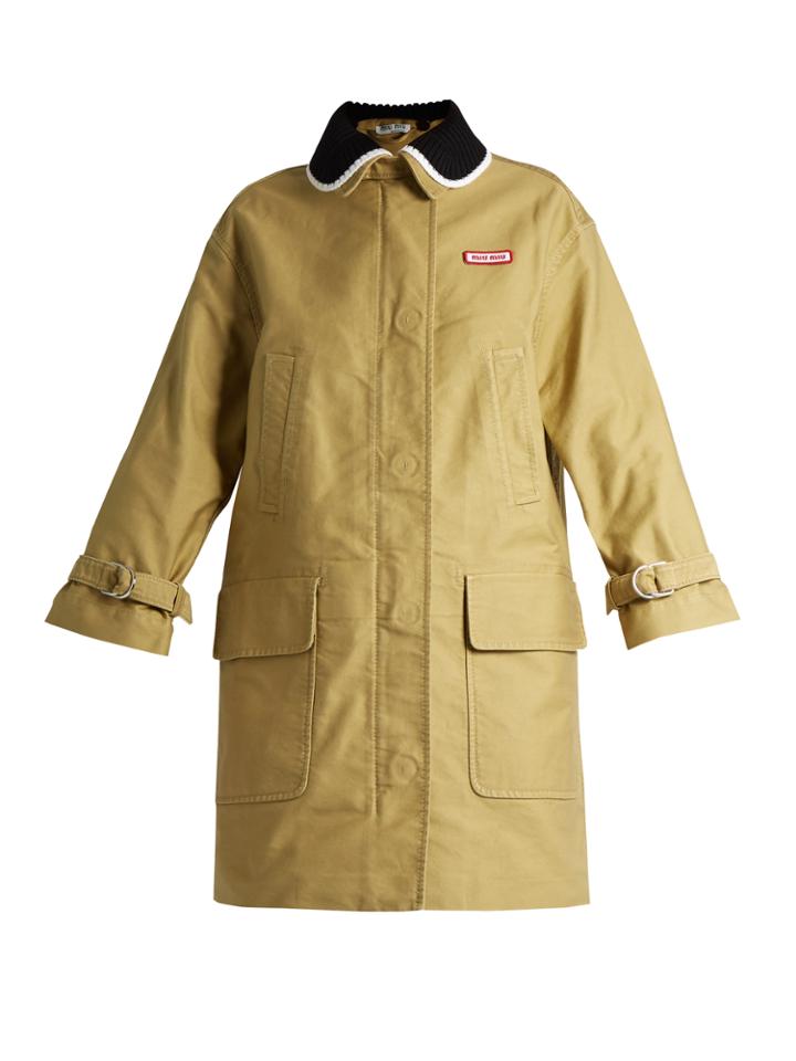 Miu Miu Detachable-collar Cotton-drill Parka