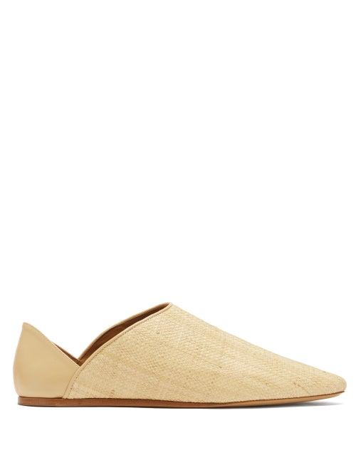 Matchesfashion.com Le Monde Beryl - Collapsible-heel Raffia Slipper Shoes - Womens - Cream