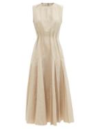 Ladies Rtw Brock Collection - Teena Raw-edged Cotton-blend Dress - Womens - Beige