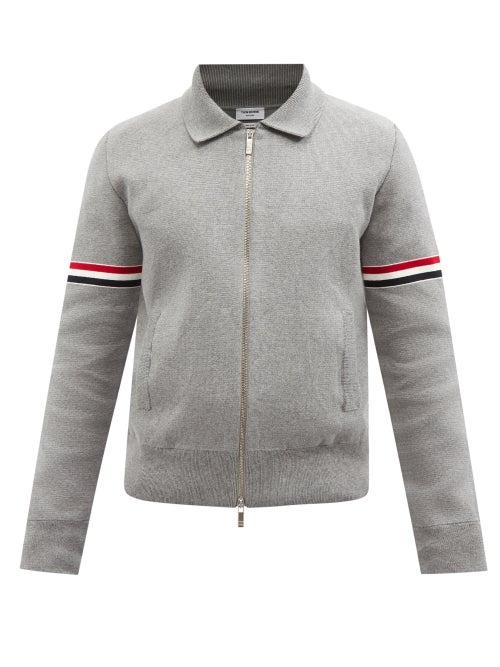 Thom Browne - Tricolour-stripe Cotton-blend Jacket - Mens - Light Grey