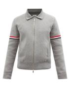 Thom Browne - Tricolour-stripe Cotton-blend Jacket - Mens - Light Grey