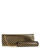 Balenciaga Pochette M Striped Leather Clutch