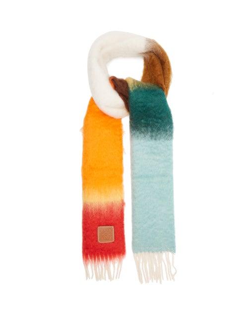 Matchesfashion.com Loewe - Logo-tab Gradient Fringed Scarf - Mens - Orange