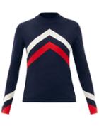 Matchesfashion.com Perfect Moment - Chevron-striped Merino-wool Jersey Sweater - Womens - Navy