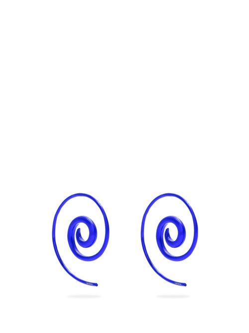 Matchesfashion.com Noor Fares - Rainbow Spiral Coated Yellow Gold Earrings - Womens - Blue
