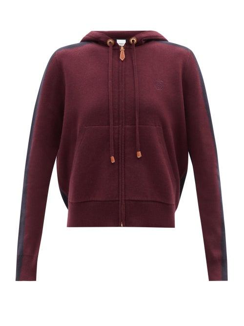 Burberry - Maisie Colour-block Knit Hooded Sweatshirt - Womens - Burgundy