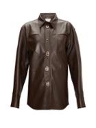 Matchesfashion.com Bottega Veneta - Cutout Leather Shirt - Womens - Brown