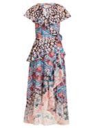 Temperley London Garden Cactus-print Ruffled Wrap Dress