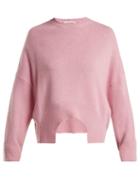 Matchesfashion.com Valentino - Curved Hem Cashmere Sweater - Womens - Pink