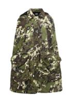 Matchesfashion.com Miu Miu - Panama Hooded Camouflage Print Canvas Cape - Womens - Green Multi