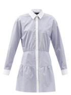 Ladies Rtw Julie De Libran - Charlotte Striped Cotton-poplin Shirt Dress - Womens - Blue Stripe