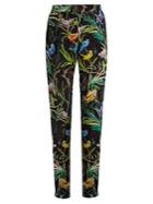 No. 21 Bird-print Wide-leg Silk-crepe Trousers