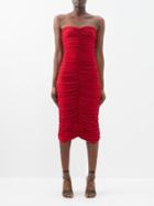 Norma Kamali - Off-the-shoulder Ruched Jersey Dress - Womens - Red