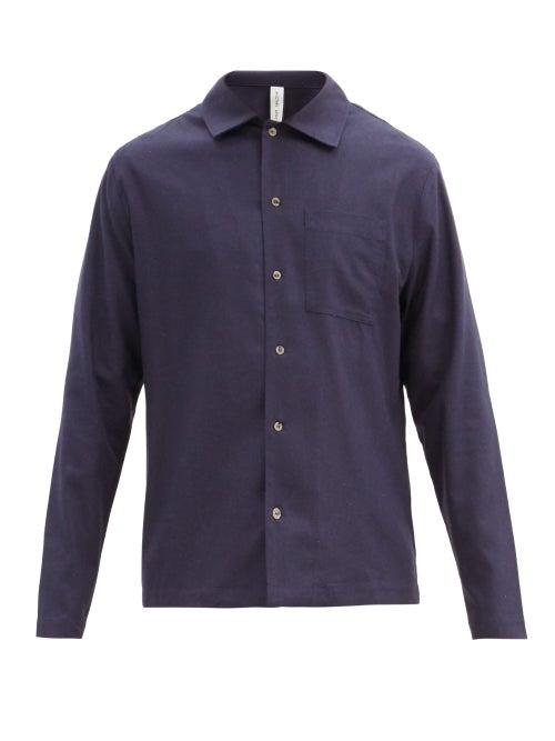 Matchesfashion.com Another Aspect - Another Shirt 2.1 Raw-silk Shirt - Mens - Navy