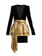 Matchesfashion.com Alexandre Vauthier - Pleated Overlay Mini Dress - Womens - Black Gold