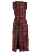 Matchesfashion.com Alexander Mcqueen - Tweed Pencil Dress - Womens - Red Multi