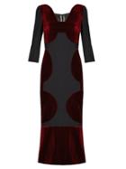 Roland Mouret Balden Velvet-panelled Midi Dress