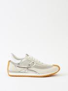 Loewe - Flow Runner Suede And Mesh Trainers - Mens - White Silver