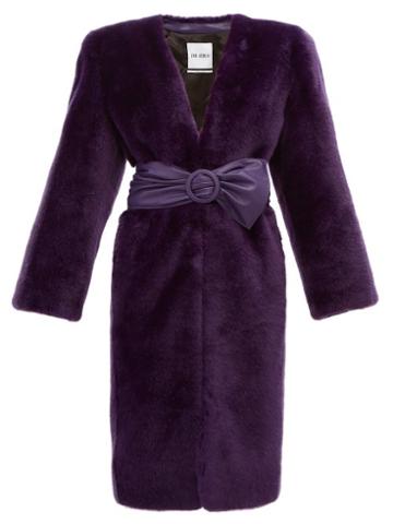 Matchesfashion.com The Attico - Exaggerated Shoulder Faux Fur Coat - Womens - Purple