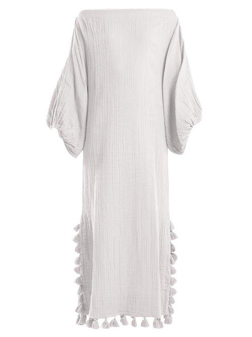 Matchesfashion.com Rhode Resort - Delilah Off Shoulder Tassel Trimmed Dress - Womens - White