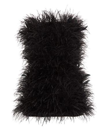 Matchesfashion.com The Attico - Strapless Ostrich-feather Mini Dress - Womens - Black