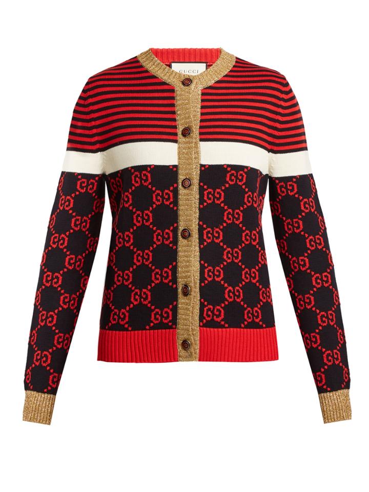 Gucci Gg-jacquard Cotton Cardigan