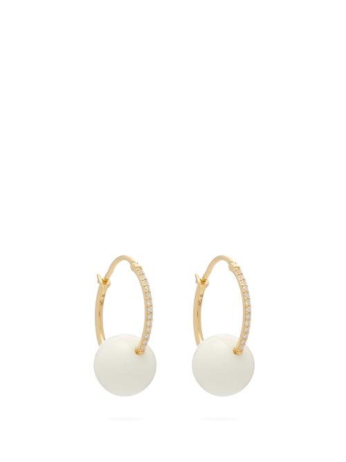 Matchesfashion.com Raphaele Canot - Agate & 18kt Gold Earrings - Womens - White