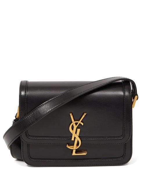 Matchesfashion.com Saint Laurent - Solferino Ysl-plaque Leather Shoulder Bag - Womens - Black