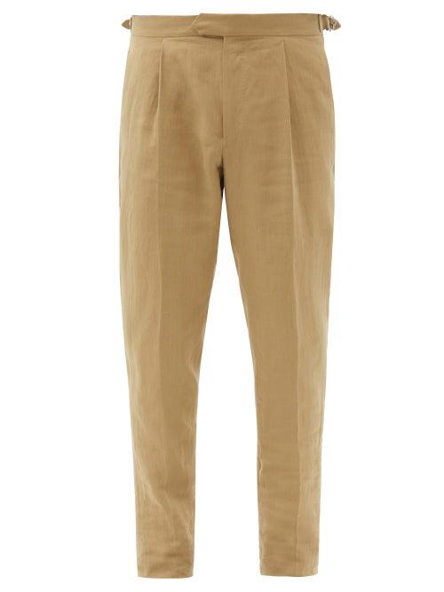 Matchesfashion.com Caruso - Linen Tapered-leg Trousers - Mens - Beige