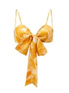 Matchesfashion.com Zimmermann - Mae Bow-front Palm-print Voile Cropped Top - Womens - Yellow