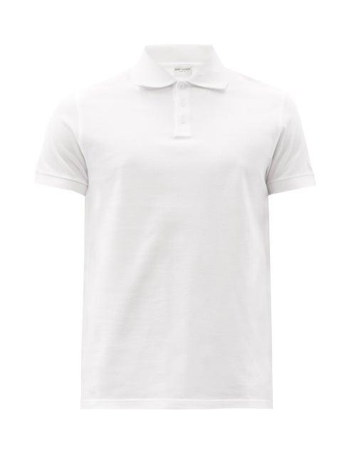 Matchesfashion.com Saint Laurent - Ysl-embroidered Cotton-piqu Polo Shirt - Mens - White