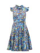 Matchesfashion.com La Doublej - Short And Sassy Ruffle Trimmed Dress - Womens - Blue Multi