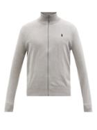 Mens Rtw Polo Ralph Lauren - Pony-embroidered Zipped Cotton-jersey Sweater - Mens - Grey