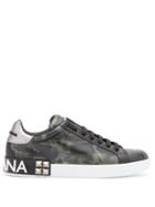 Matchesfashion.com Dolce & Gabbana - Camouflage Print Low Top Leather Trainers - Mens - Green Multi