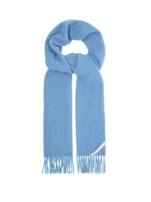 Matchesfashion.com Acne Studios - Holmes Logo-label Brushed Wool-twill Scarf - Mens - Blue