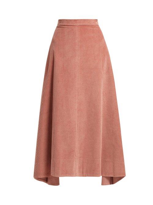 Matchesfashion.com Elizabeth And James - Danielle Cotton Corduroy Midi Skirt - Womens - Pink
