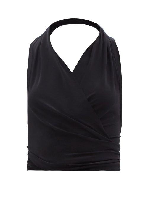 Norma Kamali - Jersey Wrap Halterneck Top - Womens - Black