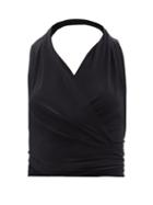 Norma Kamali - Jersey Wrap Halterneck Top - Womens - Black